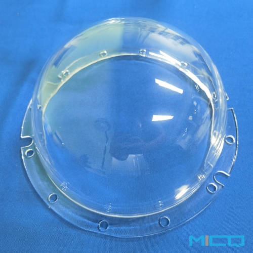 Cupola emisferica in vetro di quarzo completamente lucidata a