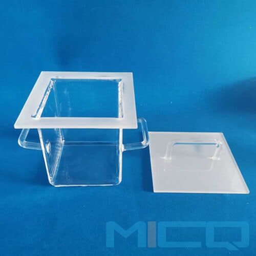 Large Size Quartz Tank : Container with Sealed Cover:Lid And Handles And Flange 3